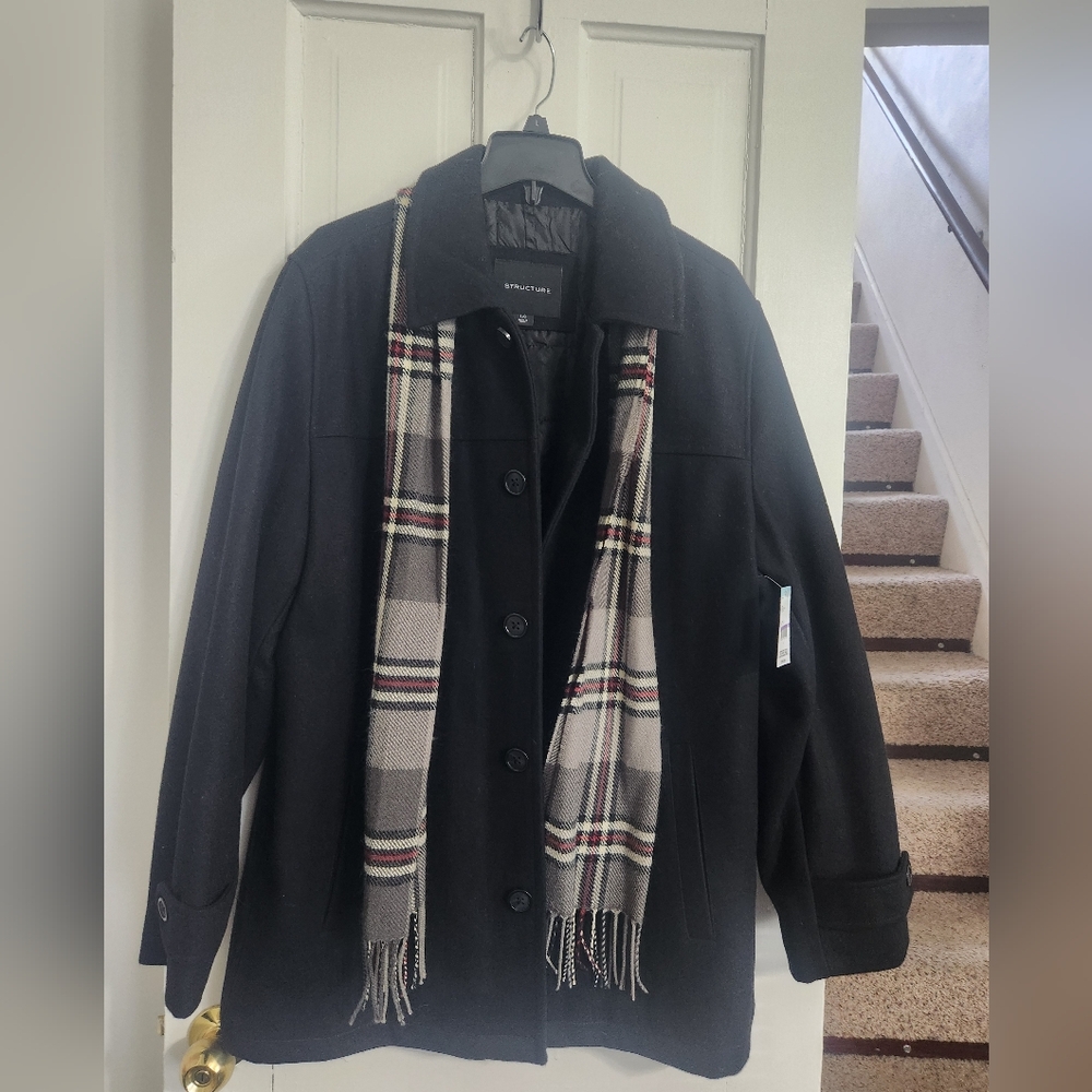 Structure Heather  Trench Coat with Scarf   one BLACK / one GREY.